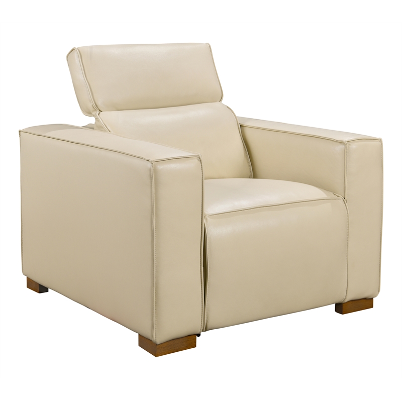 Pemberly Row Set of 3 - Leather 2 Reclining Lounge Chairs and Sofa in Beige