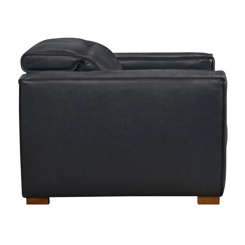 Pemberly Row Set of 3 - Leather 2 Reclining Lounge Chairs and Sofa in Blue