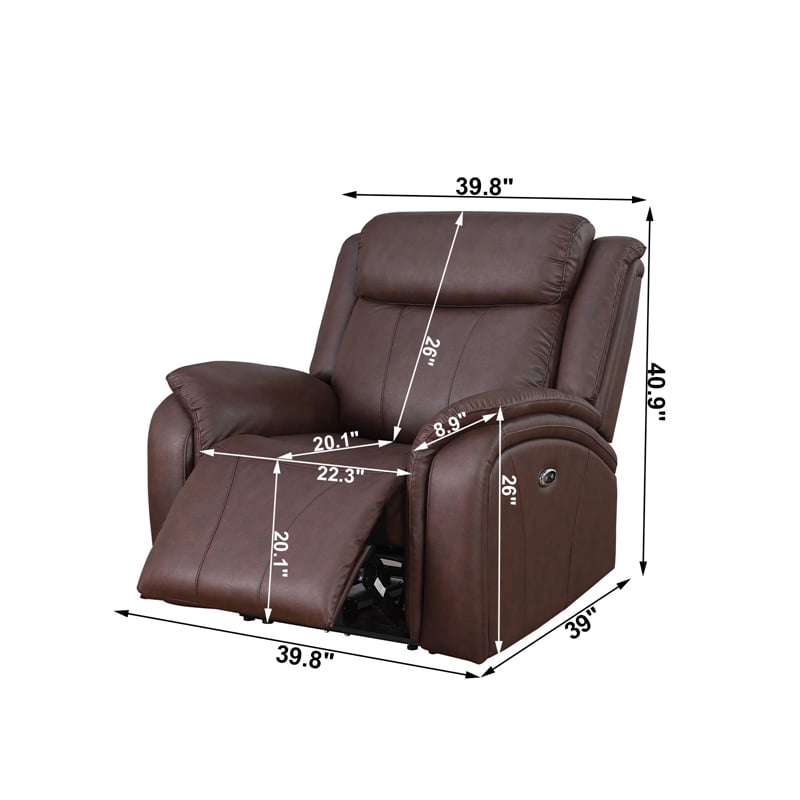 Pemberly Row Set of 3 Sofa Sets - 2 Recliner Arm Chairs and Couch in Black