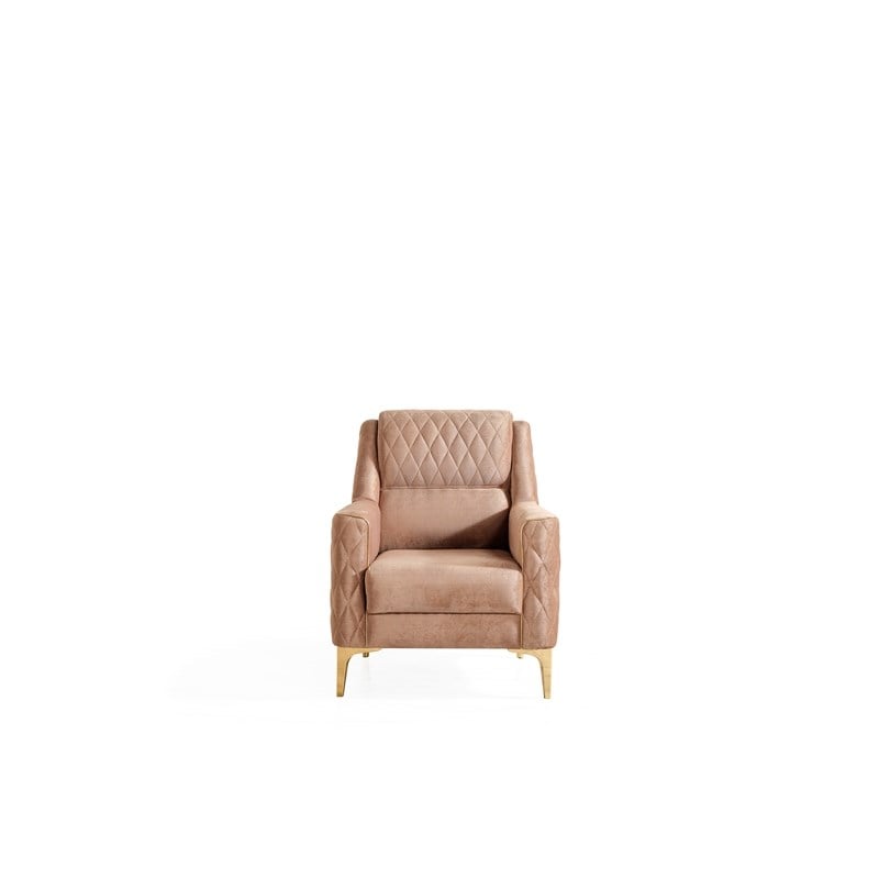 Pemberly Row Set of 3 Sofa Sets - 2 Velvet Fabric Chairs and Sofa in Copper