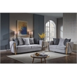 Pemberly Row Set of 3 - 2 Velvet Fabric Upholstered Loveseats and Chair in Gray