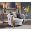 Pemberly Row Set of 3 - 2 Velvet Fabric Upholstered Loveseats and Chair in Gray