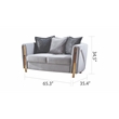 Pemberly Row Set of 3 - 2 Velvet Fabric Upholstered Loveseats and Chair in Gray