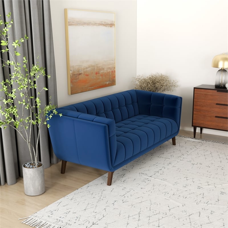 Pemberly Row Set of 3 Sofa Sets - 2 Upholstered Lounge Chairs and Velvet Sofa