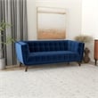 Pemberly Row Set of 3 Sofa Sets - 2 Upholstered Lounge Chairs and Velvet Sofa