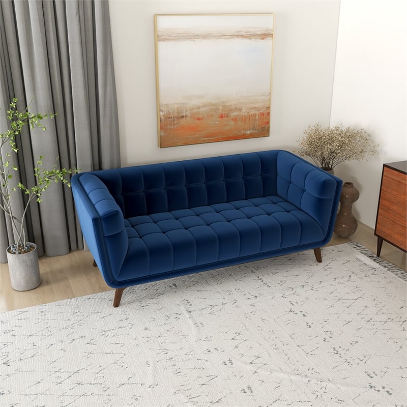 Pemberly Row Set of 3 Sofa Sets - 2 Upholstered Lounge Chairs and Velvet Sofa