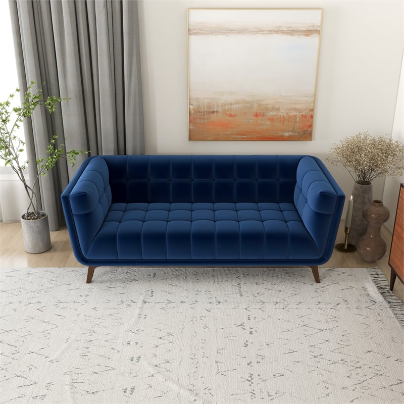 Pemberly Row Set of 3 Sofa Sets - 2 Upholstered Lounge Chairs and Velvet Sofa