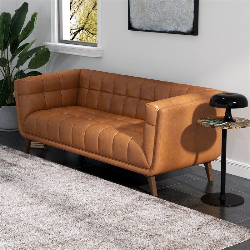 Pemberly Row Set of 3 - 2 Upholstered Armchairs and Genuine Leather Sofa