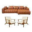 Pemberly Row Set of 3 Sofa Sets - 2 Accent Armchairs and Corner Sectional Couch