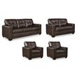 Pemberly Row Set of 4 Contemporary Leather Sofa Sets in Brown