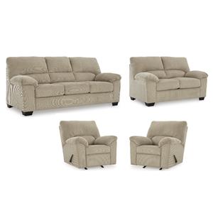 Pemberly Row Set of 4 Contemporary Polyester Sofa Sets in Sand