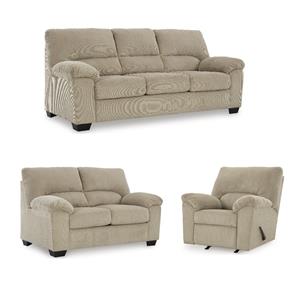 Pemberly Row Set of 3 Contemporary Polyester Sofa Sets in Sand
