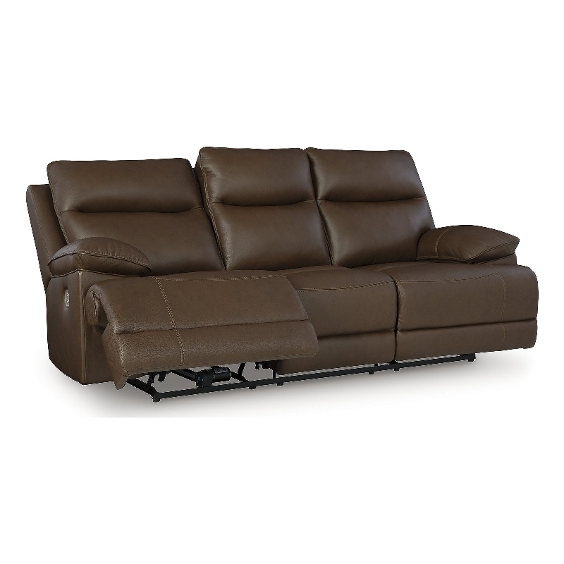 Pemberly Row Set of 3 Contemporary Leather Sofa Sets in Brown
