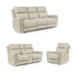 Pemberly Row Set of 3 Contemporary Leather Sofa Sets in Beige