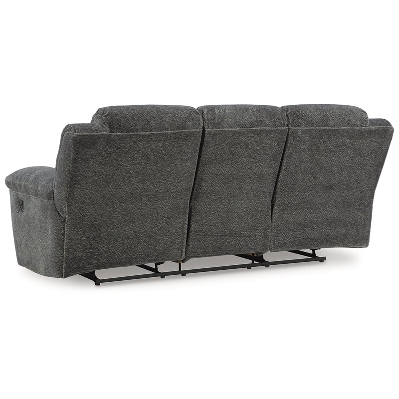 Pemberly Row Set of 2 Gray Reclining Loveseat with Console and Reclining Sofa