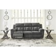 Pemberly Row Set of 2 Gray Reclining Loveseat with Console and Reclining Sofa