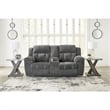 Pemberly Row Set of 2 Gray Reclining Loveseat with Console and Reclining Sofa