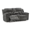 Pemberly Row Set of 2 Gray Reclining Loveseat with Console and Reclining Sofa
