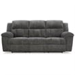 Pemberly Row Set of 2 Gray Reclining Loveseat with Console and Reclining Sofa