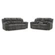 Pemberly Row Set of 2 Gray Reclining Loveseat with Console and Reclining Sofa