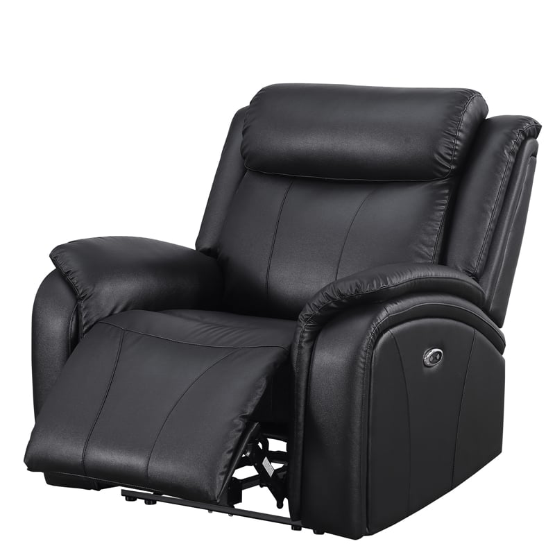 Pemberly Row Set of 3 Sofa Sets - 2 Recliner Arm Chairs and Couch in Black