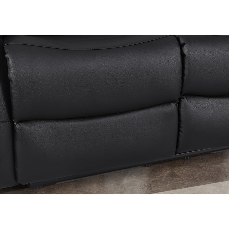 Pemberly Row Set of 3 Sofa Sets - 2 Recliner Arm Chairs and Couch in Black