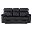 Pemberly Row Set of 3 Sofa Sets - 2 Recliner Arm Chairs and Couch in Black