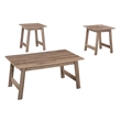 Pemberly Row 3Pcs Set Wood Accent Coffee Table and End Side Tables in Natural