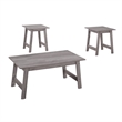 Pemberly Row 3Pcs Set Wood Accent Coffee Table and End Side Tables in Gray