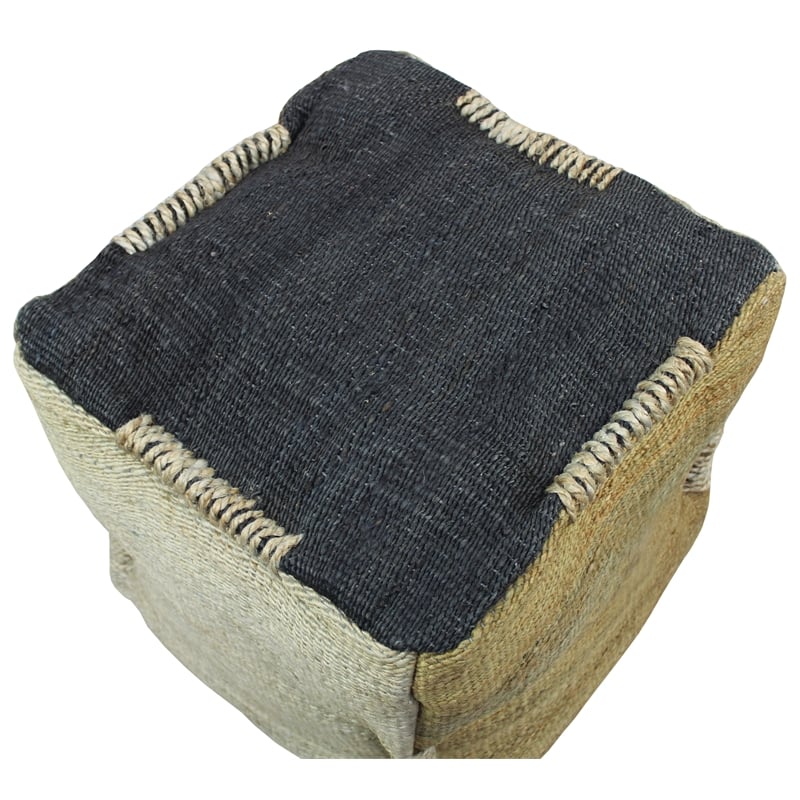 Pemberly Row Contemporary Lightweight Pouf Upholstered in Brown Fabric