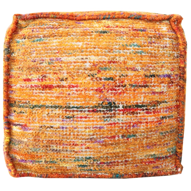 Pemberly Row Contemporary Lightweight Pouf Upholstered in Orange Fabric