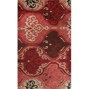 Pemberly Row Mid-Century Hand Knotted Wine Merlot Handtufted Wool Area Rug