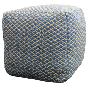 Pemberly Row Contemporary 18&quot Pouf Upholstered in Soft Blue Fabric