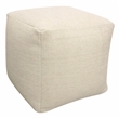 Pemberly Row Pouf in Handwoven Contemporary Fabric Ivory Wool