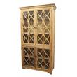 Pemberly Row Transitional 4 Glass Door Solid Wood Cabinet in Natural