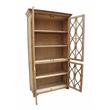 Pemberly Row Transitional 4 Glass Door Solid Wood Cabinet in Natural