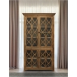 Pemberly Row Transitional 4 Glass Door Solid Wood Cabinet in Natural