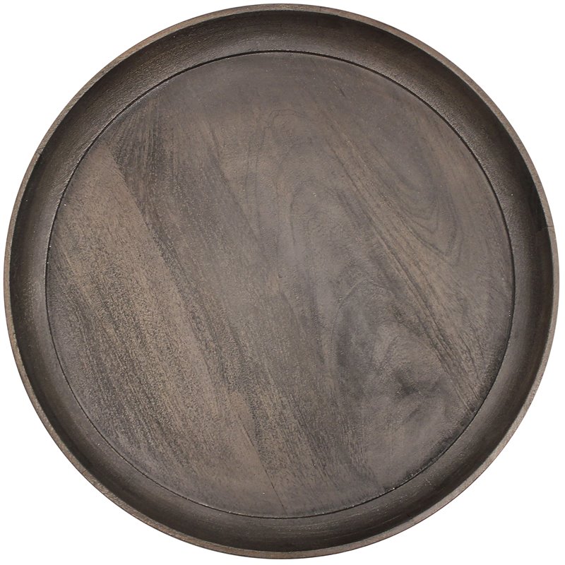 Pemberly Row Contemporary Solid Wood Round Side Table in Gray Finish