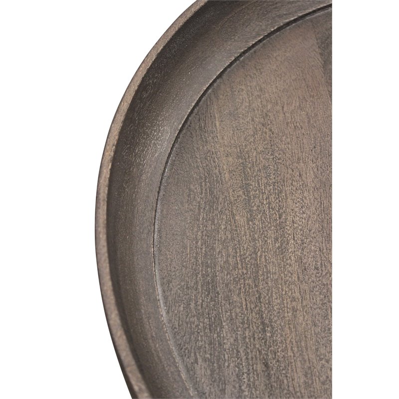 Pemberly Row Contemporary Solid Wood Round Side Table in Gray Finish