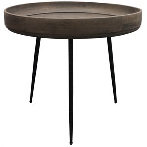 Pemberly Row Contemporary Solid Wood Round Side Table in Gray Finish