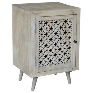 Pemberly Row Contemporary Solid Wood Hand-Carved Nightstand in Natural