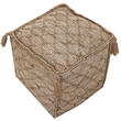 Pemberly Row Contemporary Pouf Upholstered in Brown Fabric with Tassels