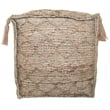 Pemberly Row Contemporary Pouf Upholstered in Brown Fabric with Tassels