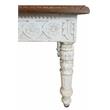 Pemberly Row Hand Carved Floral Design Solid Wood Cocktail Table in Brown