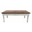 Pemberly Row Hand Carved Floral Design Solid Wood Cocktail Table in Brown