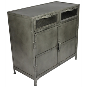 Pemberly Row Metal Buffet with 2 Drawers and 2 Doors in Gray