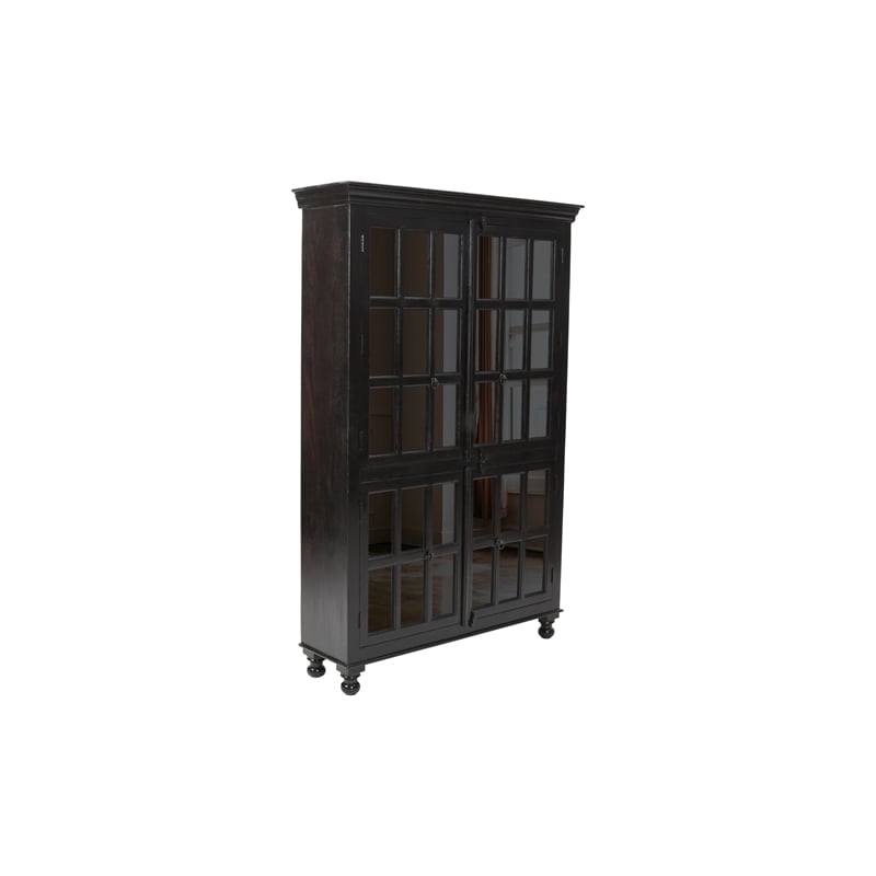 Pemberly Row Solid Wood Cabinet with Glass Doors in Light Brown