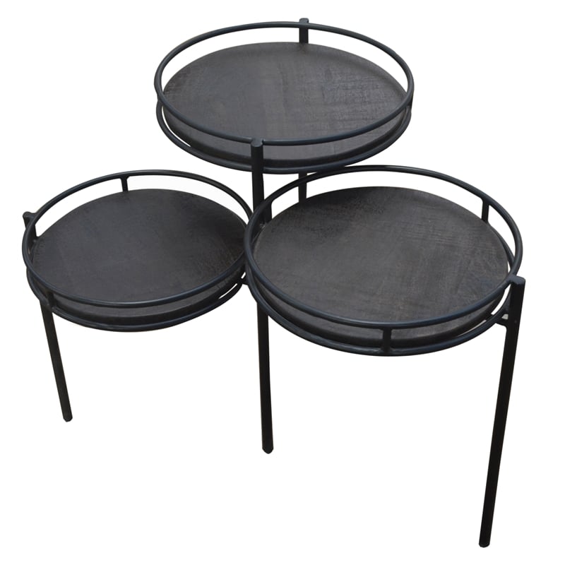 Pemberly Row Foldable Planter Stand in Modern Black on Solid Wood
