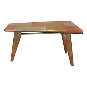 Pemberly Row Tri-Tone Metal Cladded Writing Desk in Copper Finish