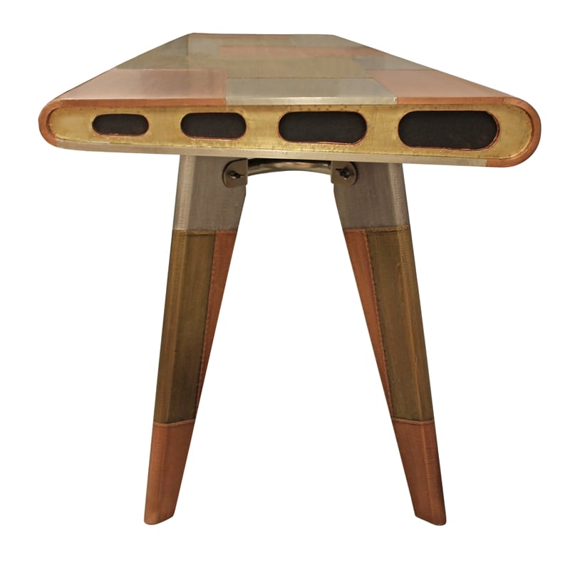 Pemberly Row Tri-Tone Metal Cladded Writing Desk in Copper Finish